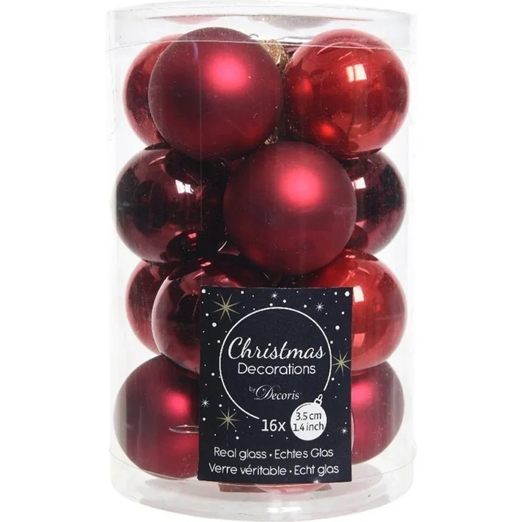 Kaemingk Weihnachtsbaumkugel Weihnachtsbaumkugeln Glas Ø 3,5 cm 16 Stück rot matt/glanz – Bild 2
