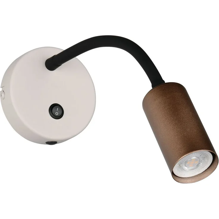 Schwanenhals Leselampe TARYN Coffee / Grau mit Schalter, Breite 10cm – Bild 2
