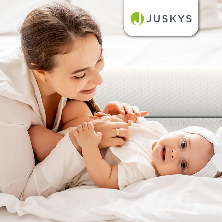Juskys Aufblasbarer Rausfallschutz Louana 130 cm - Schnell aufblasbar mit Fußpumpe, ideal für Urlaub - Rausfallschutz Baby Kinderbett Bettkantenschutz – Bild 7