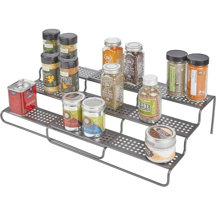 mDesign Gewürzregal Gewürzständer Regal Organizer ausziehbar Metall Graphit – Bild 9