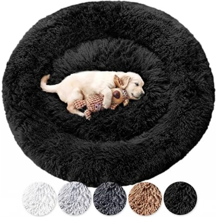 Wahre Tierliebe Hundebett Donut - Das Original - waschbar [M, 80cm, schwarz] Hundekissen, Hundekorb, Flauschiges Hundebett für große, mittelgroße & kleine Hunde – Bild 2