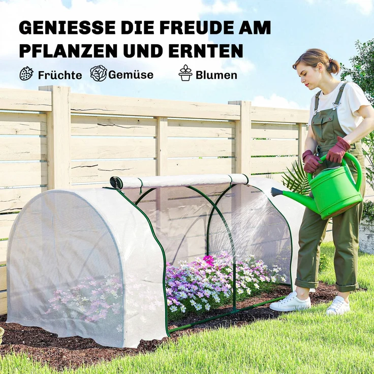 Outsunny Gewächshaus, Kunststoff, Stahl, Weiß, 200L x 100B x 80H cm – Bild 7
