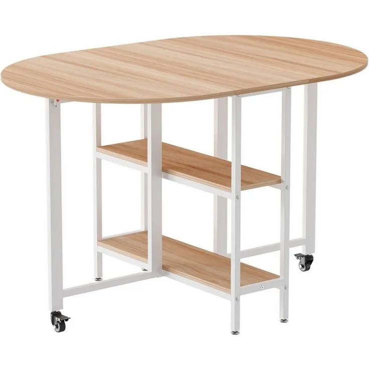 Mondeer Esstisch Klappbarer (1 Tisch), Gestell aus Metall, mit Zwei offene Ablagefächer, Breite 120cm