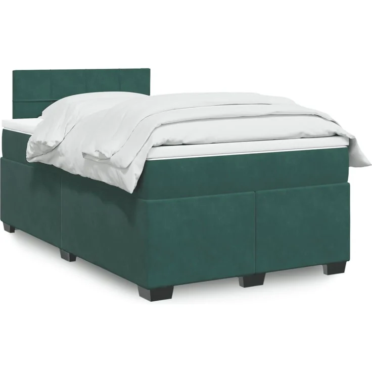vidaXL Boxspringbett mit Matratze Dunkelgrün 120x190 cm Samt 3286261 – Bild 1
