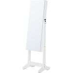 Schmuckschrank Spiegelschrank stehend mit 2 separaten Make-up-Organizern | rahmenloser Ganzkörperspiegel abschließbar