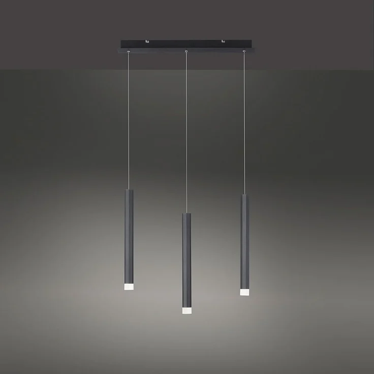 LED Hängeleuchte, Metall, schwarz, warmweiß, H 120 cm – Bild 7