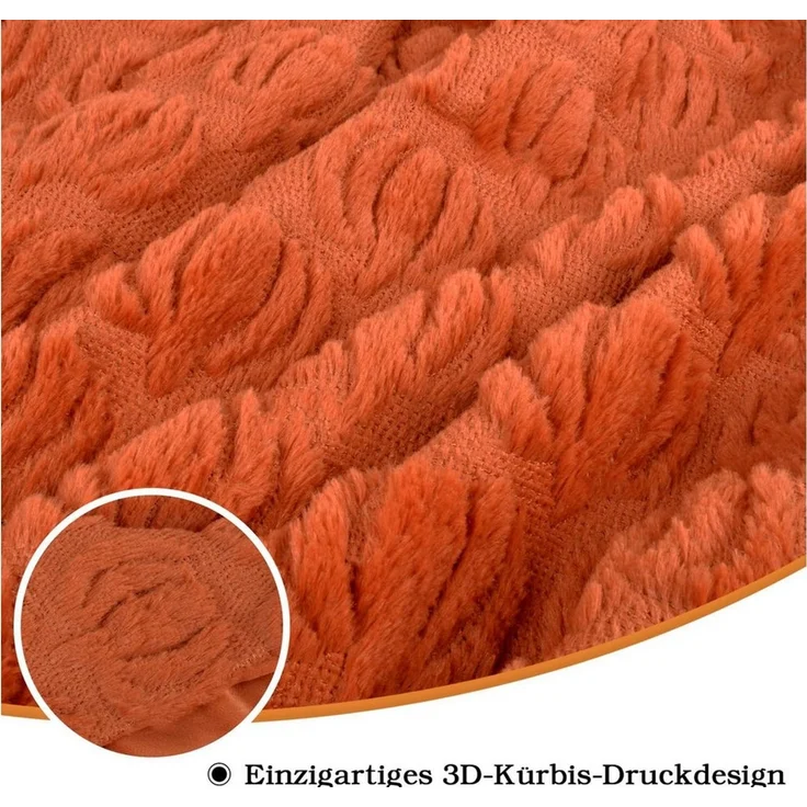 Wohndecke Halloween-Kuscheldecke mit 3D-Kürbismuster, weiche Wohndecke, FOUORTUNATE-BEE, für Bett, Sofa und Schlafzimmer, dekorative Überwurfdecke – Bild 3