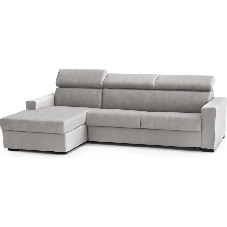 Dmora Sofa mit Halbinsel Akela, Ecksofa mit linker Chaiselongue aus Stoff, Standardarmlehnen, 100 % Made in Italy, 280 x 95 x 85 cm, Grau – Bild 1