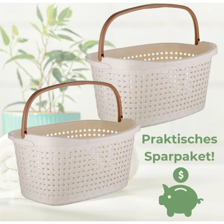 GarPet Wäschekorb 2er Set Wäschekorb mit Henkel 40 L Wäsche Box Wanne Sammler Plastik – Bild 7