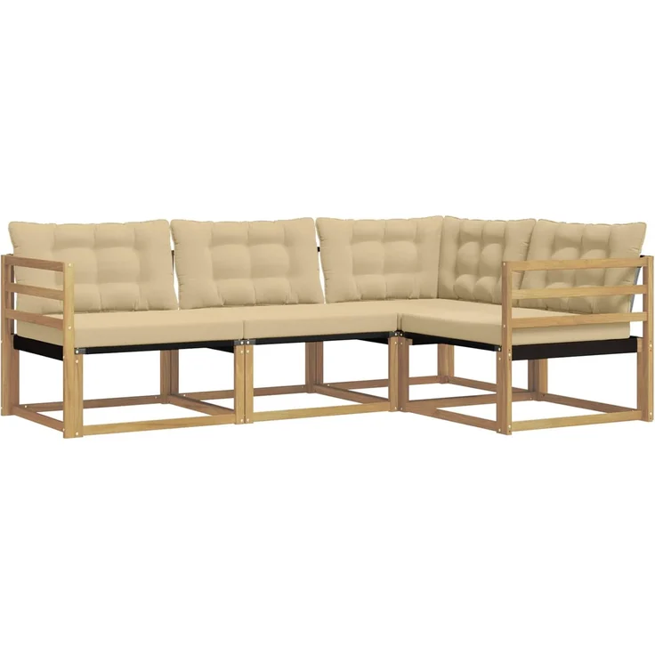 vidaXL Outdoor-Sofagarnitur 4 stk. Weiß und Beige 3388627 – Bild 2