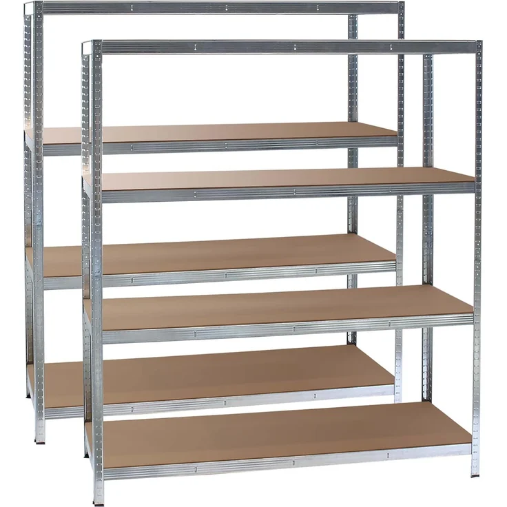 Wiltec Set 2X Schwerlastregal 160 x 60 x 180 cm, 175kg/Ablage, Steckregal verzinkt aus Stahl, Lastenregal mit 4 Ablagen, Werkstattregal – Bild 1
