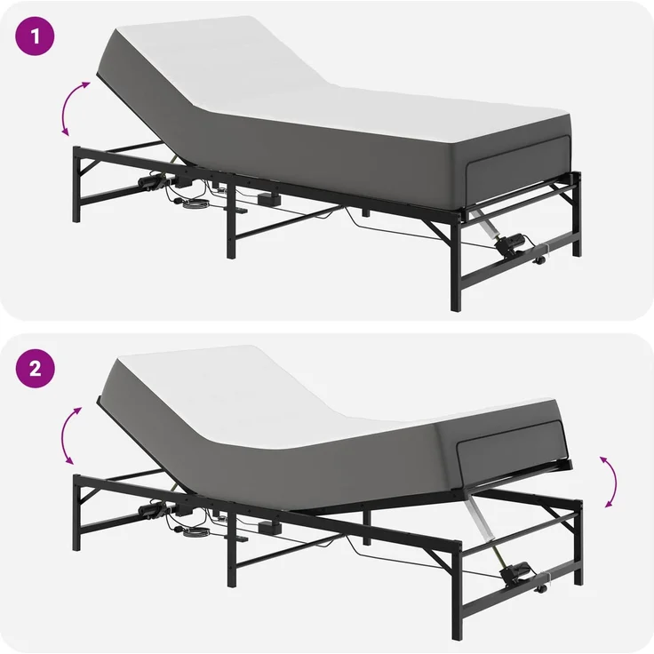 vidaXL Elektrisch verstellbares Bettgestell Schwarz 90 x 200 cm Stahl 42021379 – Bild 10