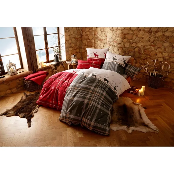 OTTO home Bettwäsche Wenda, Polycotton recycelt, 2 teilig, in Qualitäten PolyCotton (kühlend) + Biber (wärmend, 100% Baumwolle)