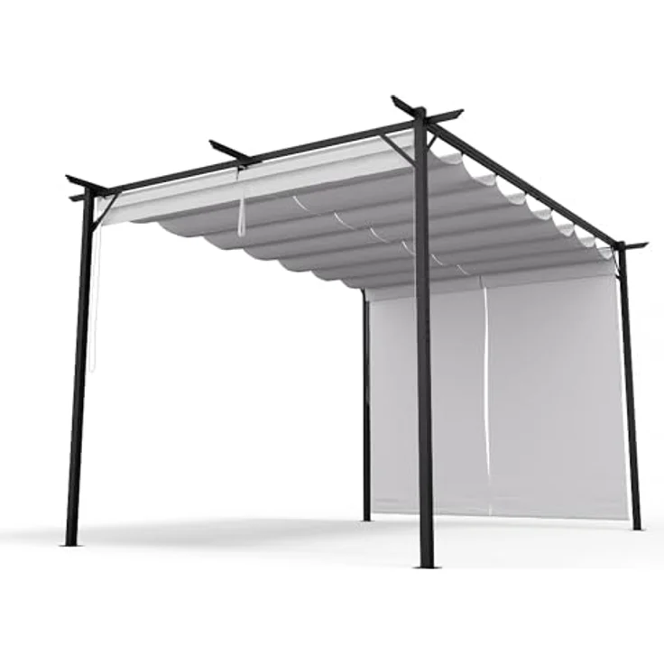 blumfeldt Pavillon Pantheon Robust Pergola 3x4 m, wetterbeständig mit Stahlrahmen und Polyesterdach, inklusive seitlichen Rollläden – Bild 1