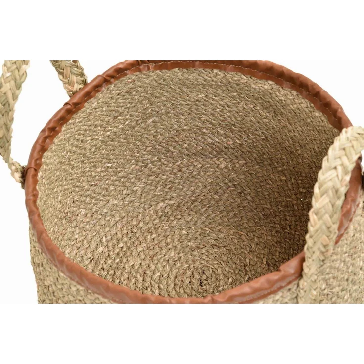 Krines Home Flechtkorb Set/2 Natur Seegras Deko Korb Aufbewahrung (Natur, Set/2 Rund) (2 St, 2x Körbe), Dekokörbe Flechtkorb mit Griffen – Bild 3