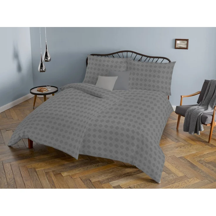 Fleuresse Jacquard Bettwäsche uni 135x200 Tropfen steingrau 454620-9039 – Bild 1
