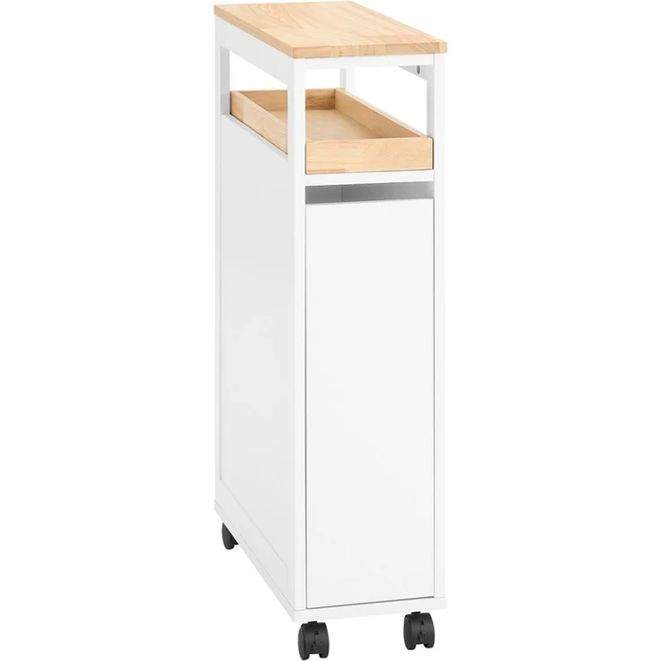 SoBuy NSR11-WN Toilettenschrank mit Toilettenpapierhalter, MDF, Lackiert, Weiß, 51 x 79 x 20 cm – Bild 1