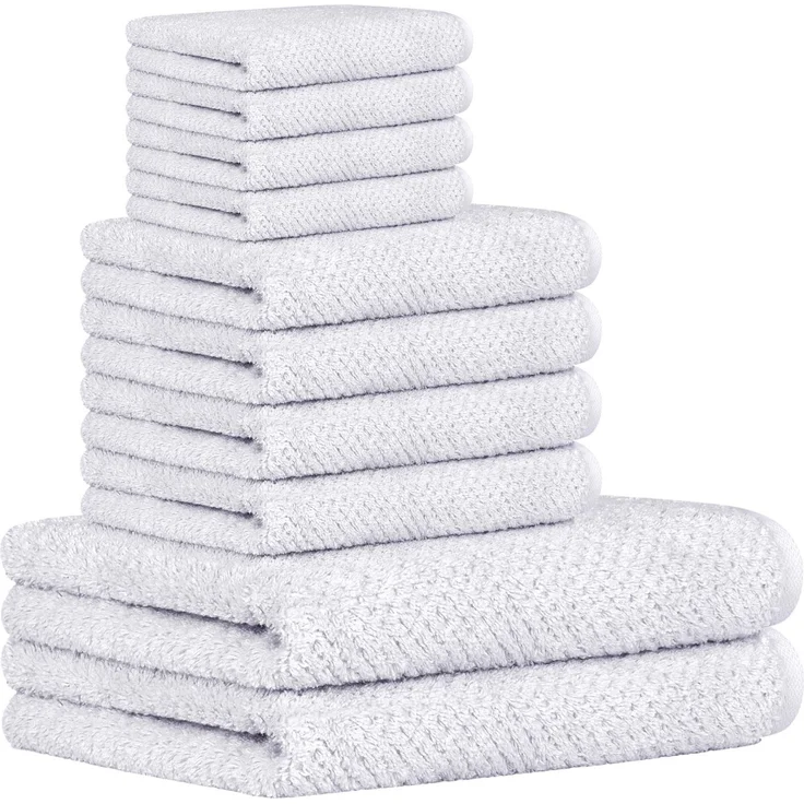 CAWÖ Handtuch Set, 10-tlg. - Pure, 2x Duschtuch, 4x Handtuch, 4x Gästetuch Hellgrau Set – Bild 1