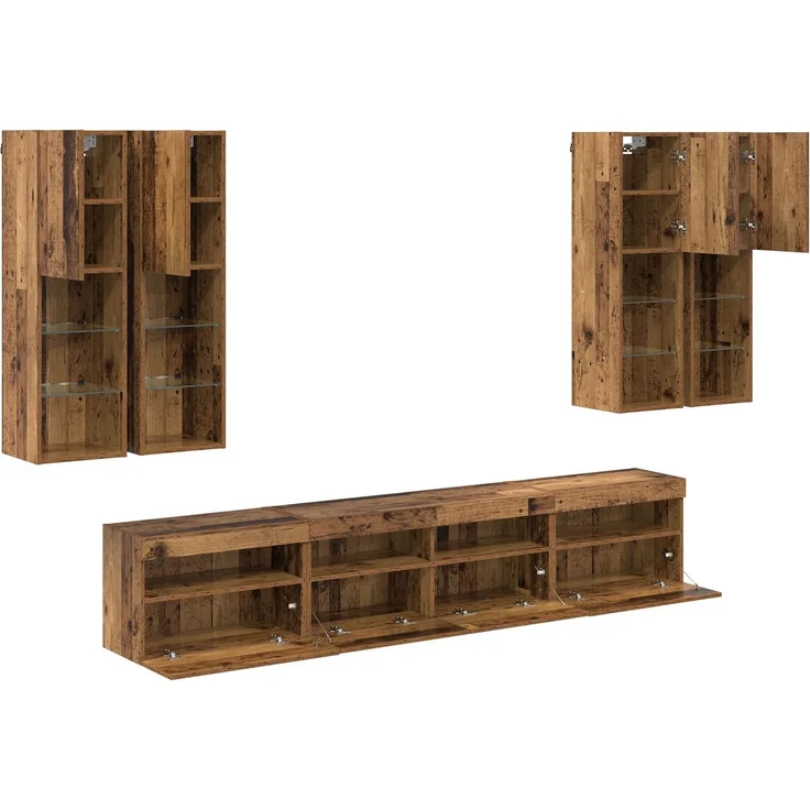 vidaXL TV-Wandschrank-Set mit LED-Lichtern 7 stk. 100 x 30 x 40 cm 3402794 – Bild 9