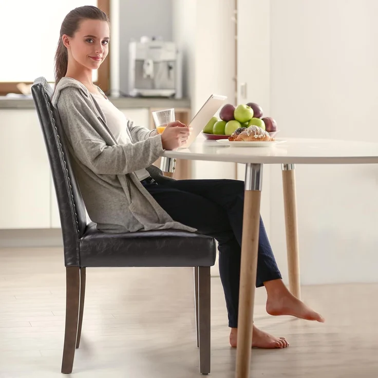 DUMOS Esszimmerstühle 6er Set, Elegant und Schön Modern Stühle Esszimmer, Pu-Leder Gepolstert küchenstühle, Esszimmerstuhl Geeignet für Küche, Wohnzimmer, Schlafzimmer (Dunkelbraun) – Bild 2