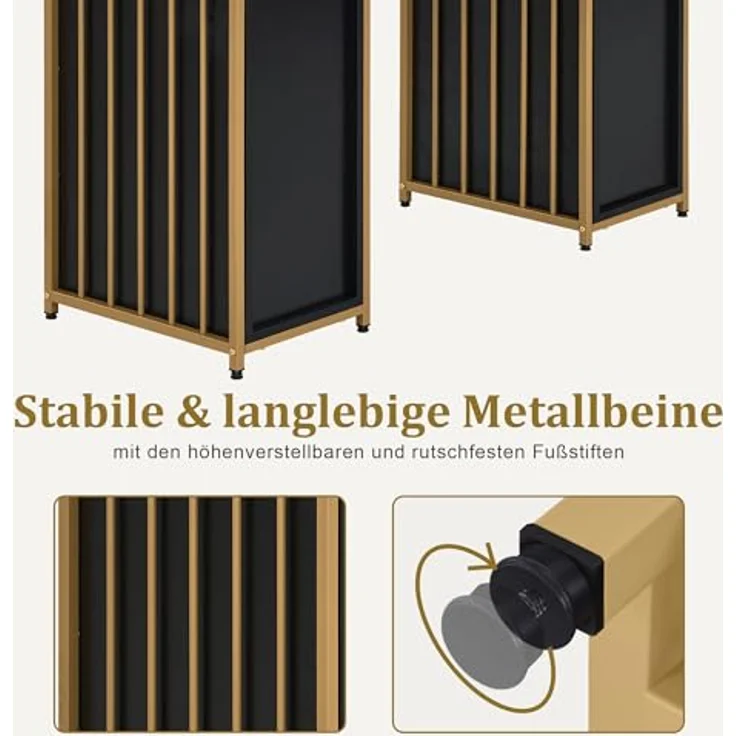M MCombo Schreibtisch mit 6 Schubladen, Nageltisch aus Holz Metallgestell, Manikürtisch Schwarz-Gold, Schminktisch ohne Spiegel Modern, Computertisch mit Ablagen Wohnzimmer, 46x125x81cm, 2425 – Bild 7