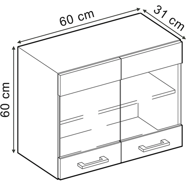 Küchenglasschrank R-Line Blau-Grau 60 cm Vicco – Bild 3