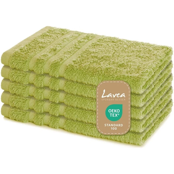 Lavea Gästehandtuch Elena, 30x50cm aus 100% Baumwolle, fusselfreies, pflegeleichtes hautfreundliches Gästehandtuch-Set (Set, 5-St), einzigartig weiche Frottee Gästehandtücher für jeden Hauttyp – Bild 1
