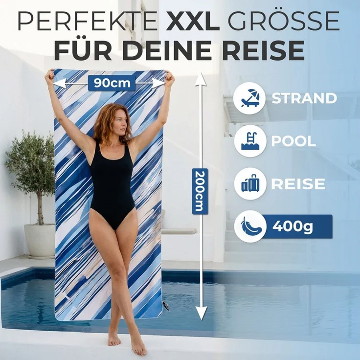 NirvanaShape Strandtuch Reise Handtuch Strandtuch XXL - Strandhandtuch, Mikrofaser Badetuch – Bild 2