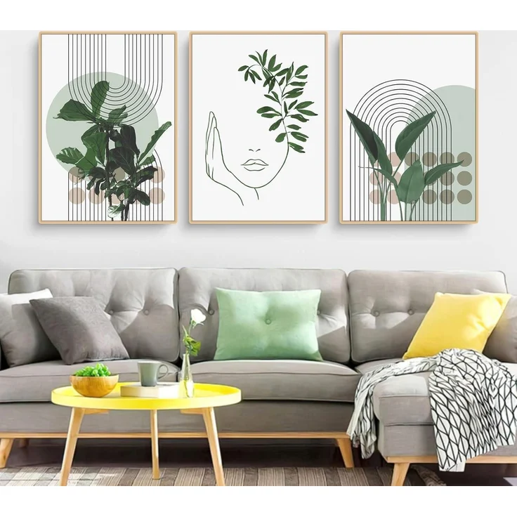 3er-Set Grüne Pflanzen Poster Modernes Bohemian Wandbild Wohnzimmer Schlafzimmer – Bild 5