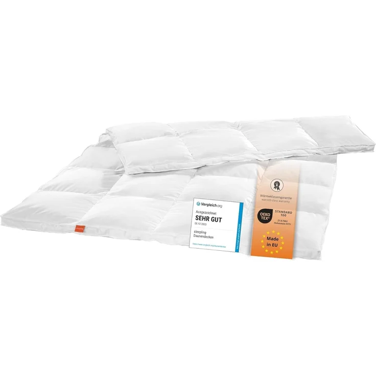 sleepling Daunenbettdecke Komfort Daunendecke, Füllung: 90% Daunen, 10% Federn, Bezug: 100% Baumwolle, waschbar bei 60°C, 5 Wärmeklassen, für Allergiker geeignet NOMITE – Bild 1