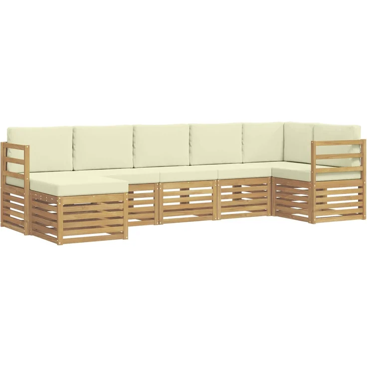 vidaXL Outdoor-Sofagarnitur 7 stk. 6-Sitzer Weiß und Creme 3392175 – Bild 2