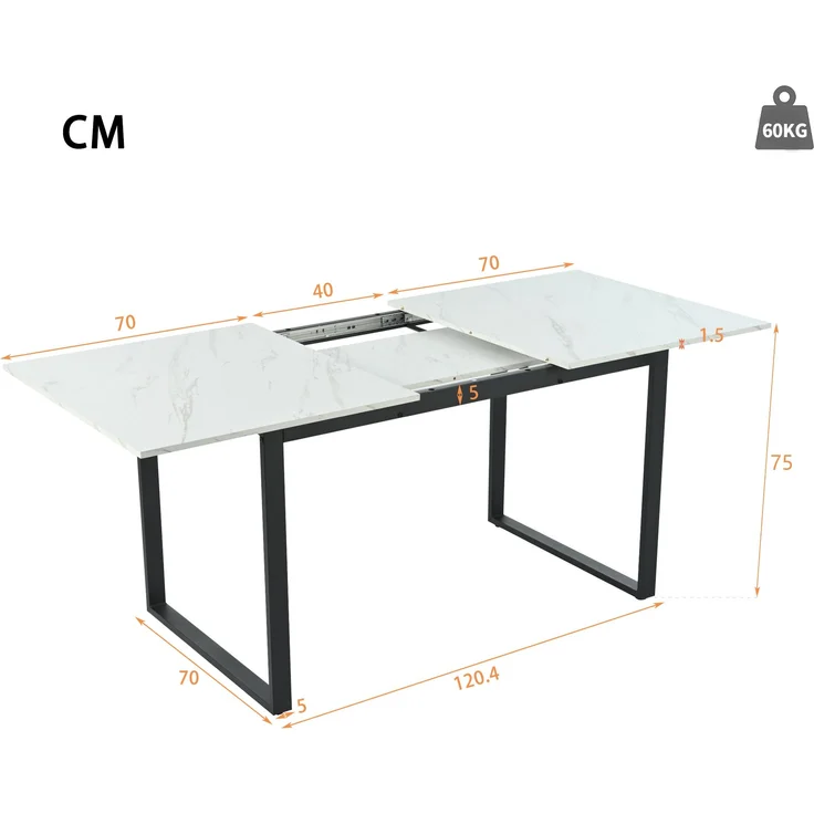 Essgruppe 5-tlg, ausziehbarer Tisch 140-180x80 cm weiß/schwarz, 4 Samtstühle schwarz – Bild 10