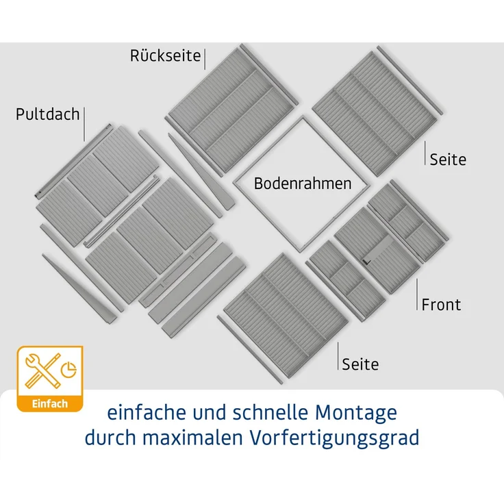 Hörmann Ecostar 'Trend' Gerätehaus mit Pultdach, 1-flüglige Tür, Metall anthrazitgrau, 7,2 m², 283,4 x 312,7 x 232,3 cm – Bild 6