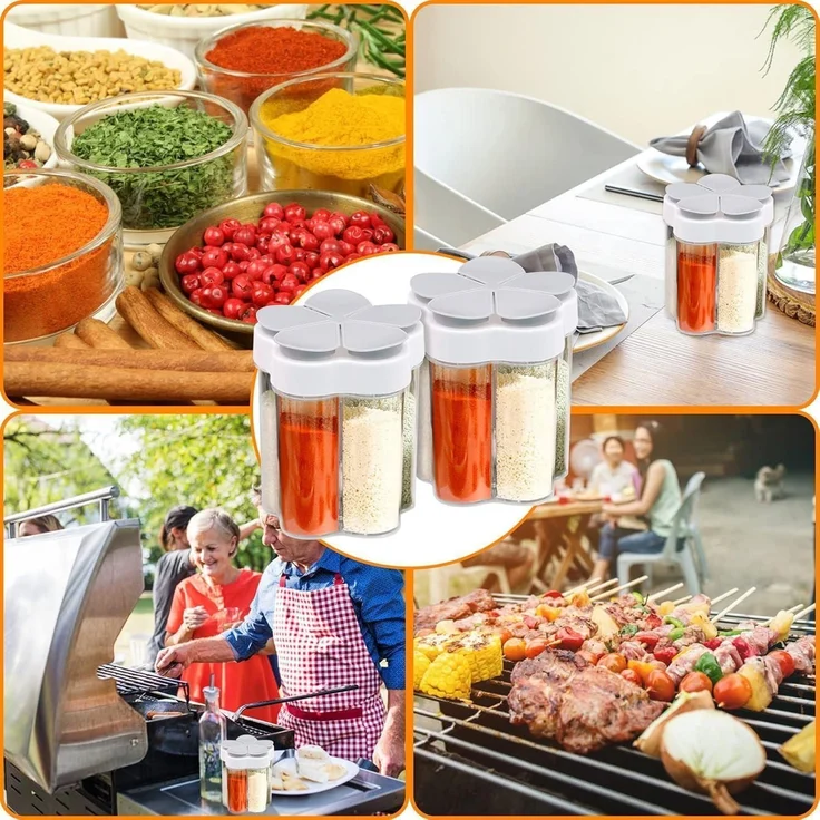 Gewürzgläser 2 Stück Kunststoff 5 in 1 Gewürzdosen Pfefferstreuer BBQ – Bild 4