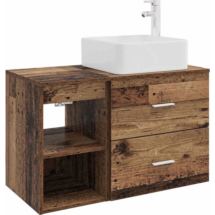 vidaXL Badezimmerschrank-Set 2 stk. Altholz 79,5 x 41 x 80 cm 3403886 – Bild 2