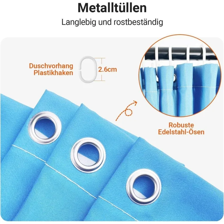 Duschvorhang 240x180cm Kieswüste Antischimmel Textil Wasserabweisend Polyester – Bild 3