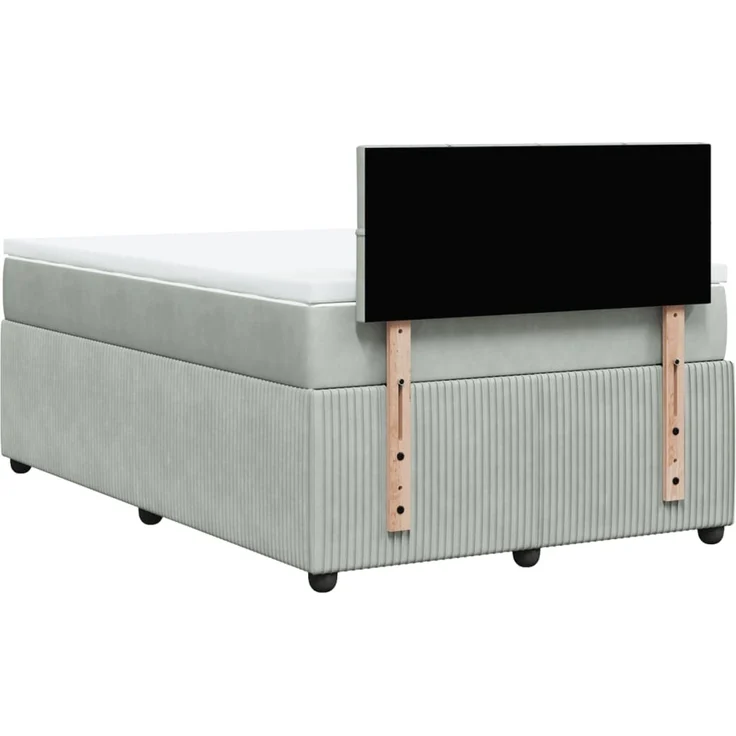 vidaXL Boxspringbett mit Matratze Hellgrau 120x200 cm Samt 3287710 – Bild 10