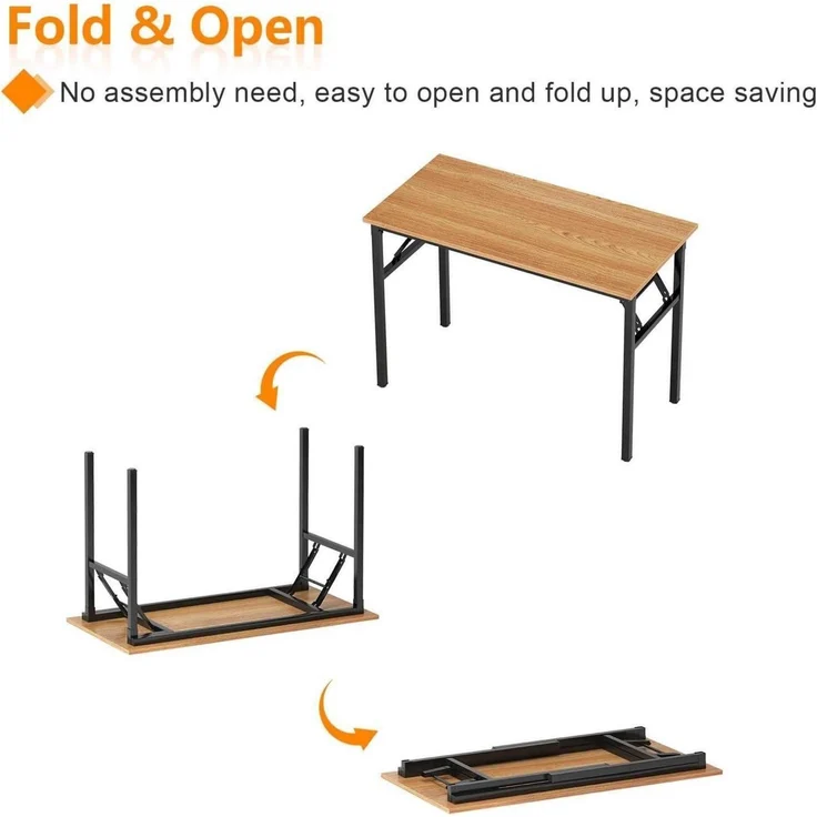 Klappbarer Computertisch 100x60x75cm Teak Schwarz – Bild 7