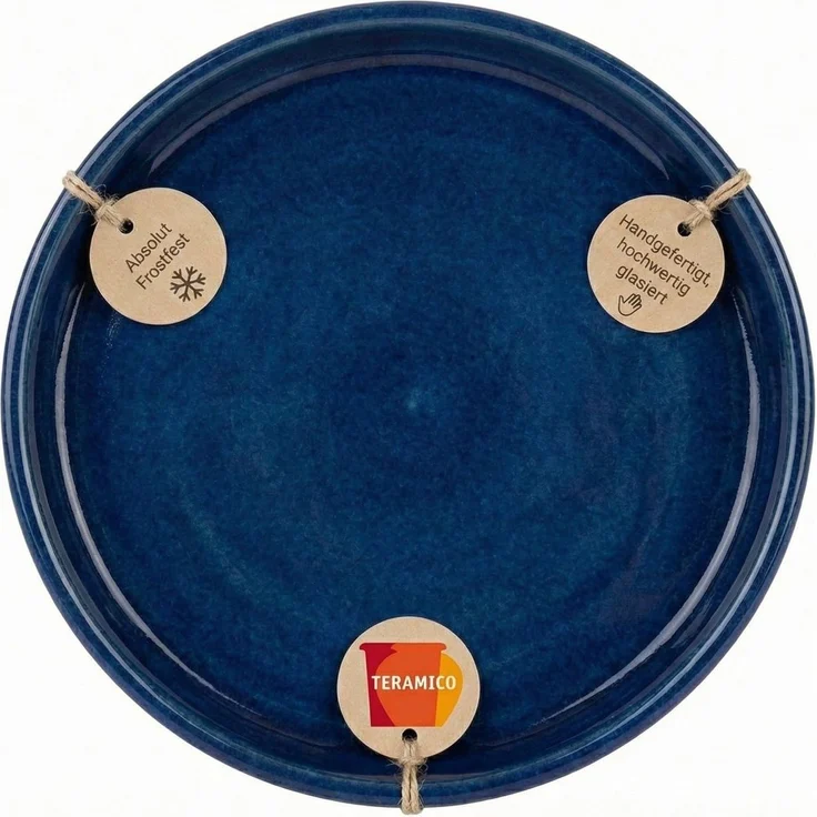 Teramico Blumentopfuntersetzer Keramik Untersetzer Royal Blau – Ø 49 cm (XXL) – Wasserdicht & Handgef, Zubehör für Alle Holzkisten 50x40x30cm, 100% Frostfest – Bild 5