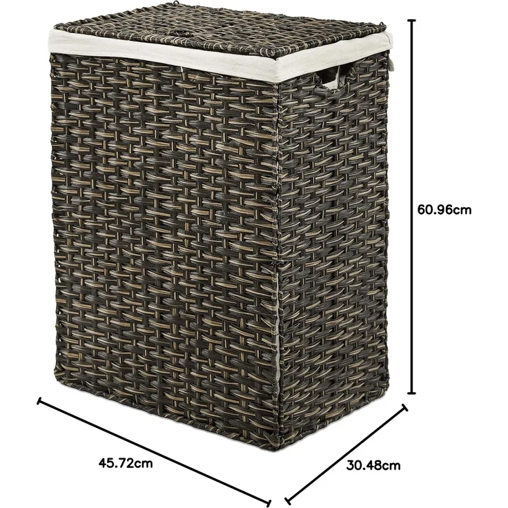 Seville Classics Premium handgewebter tragbarer Wäschekorb mit integrierten Griffen Haushaltsaufbewahrung für Kleidung, Bettwäsche, Laken, Canvas Harz, mokkabraun, Rectangular Hamper – Bild 6