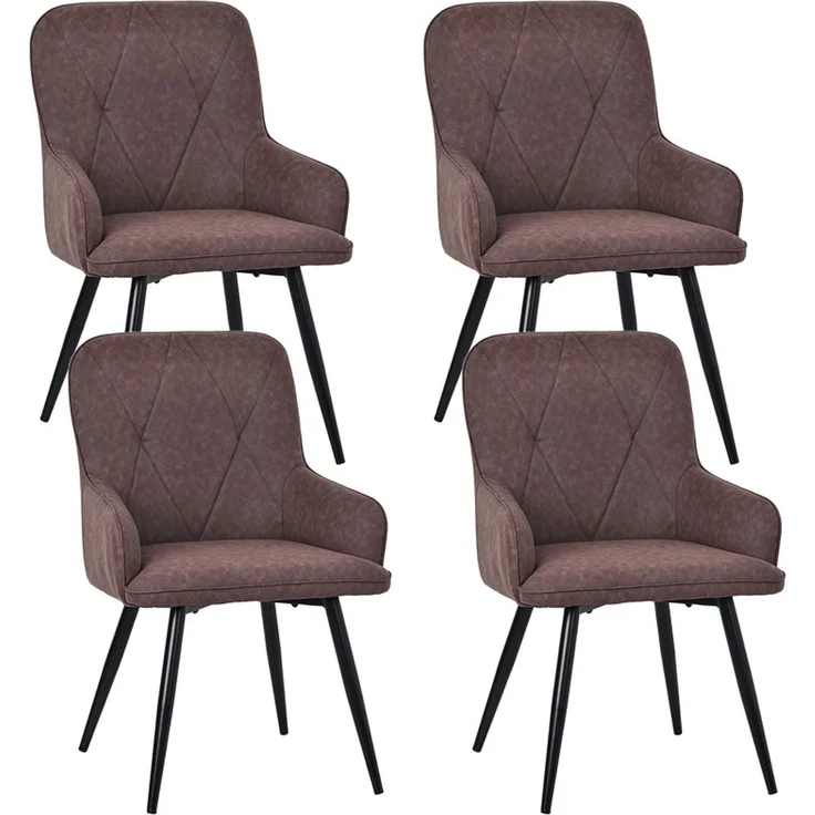 HOMAVO Esszimmerstuhl 4 Stück mit Armlehnen Lederlook Braun 57x62x87cm, YZ3 – Bild 1