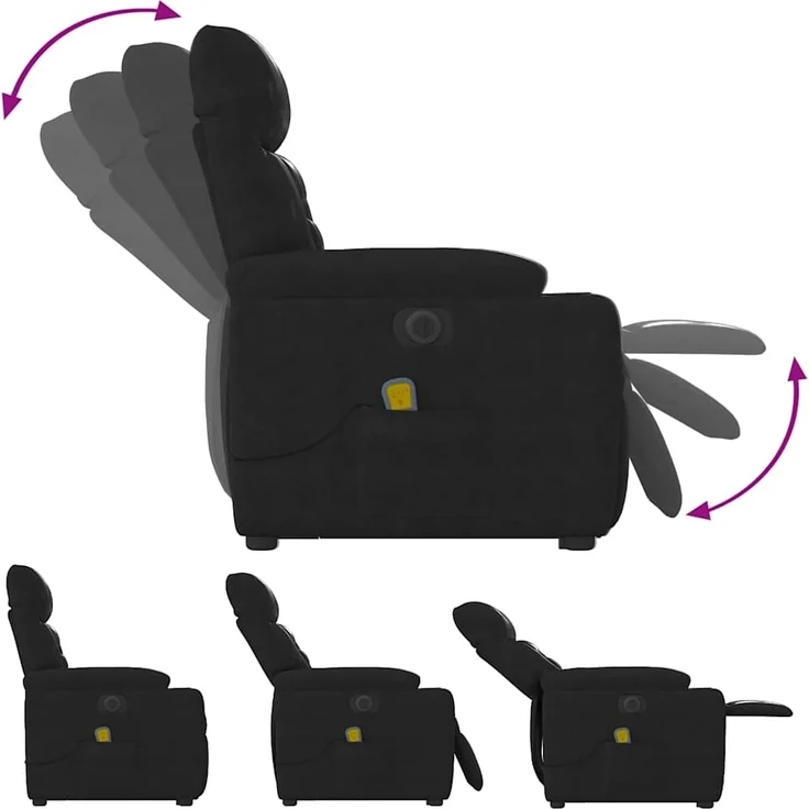 vidaXL Massagesessel Aufstehhilfe Elektrisch Schwarz Mikrofasergewebe 3303111 – Bild 10