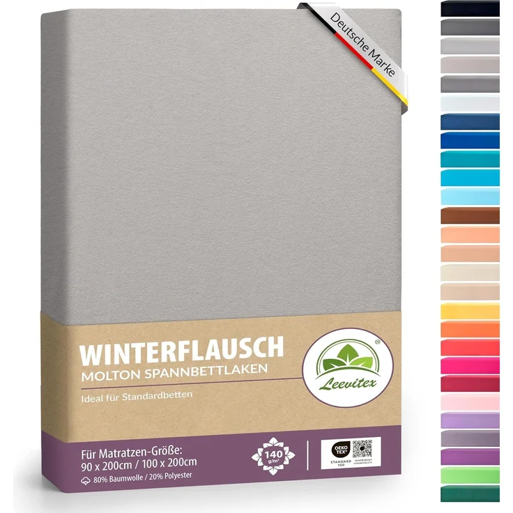 leevitex® Spannbettlaken für kalte Nächte – angenehm weich, passgenau, farbstark & pflegeleicht, Gummizug: Rundum – Bild 1