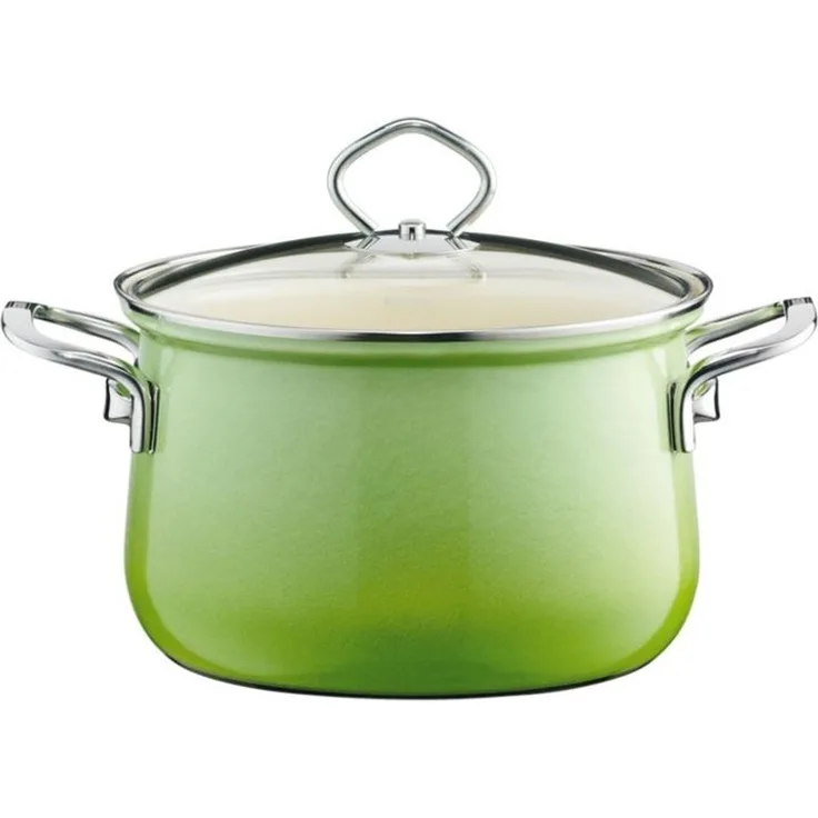 Riess Nouvelle Fleischtopf mit Glasdeckel SmaragdØ16cm 1.5 Liter Emaille Induktion