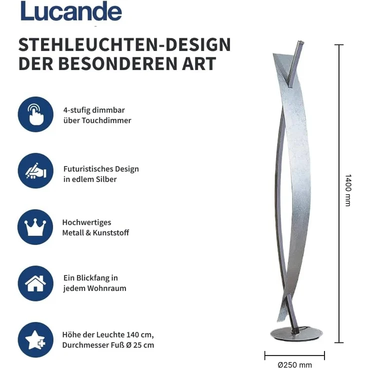 Lucande Stehlampe Marija, Enthalten, LED 24 W gesamt, warmweiß – Bild 2
