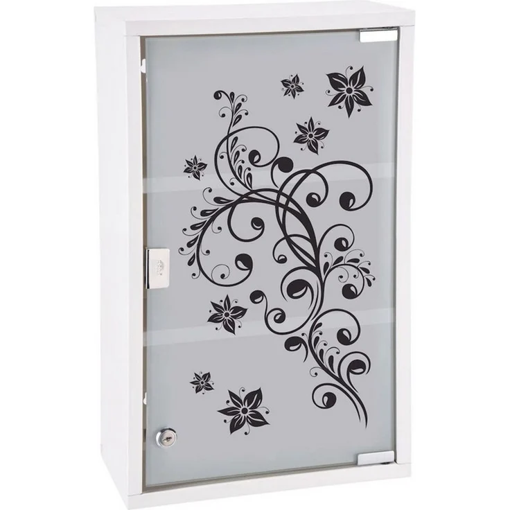 Spetebo Medizinschrank XXL Metall Medizinschrank Glastür weiß - 50x30 cm (Komplett-Set, 1-St, Schrank + Schlüssel) Abschließbar, Tablettenschrank, Medikamentenschrank – Bild 3