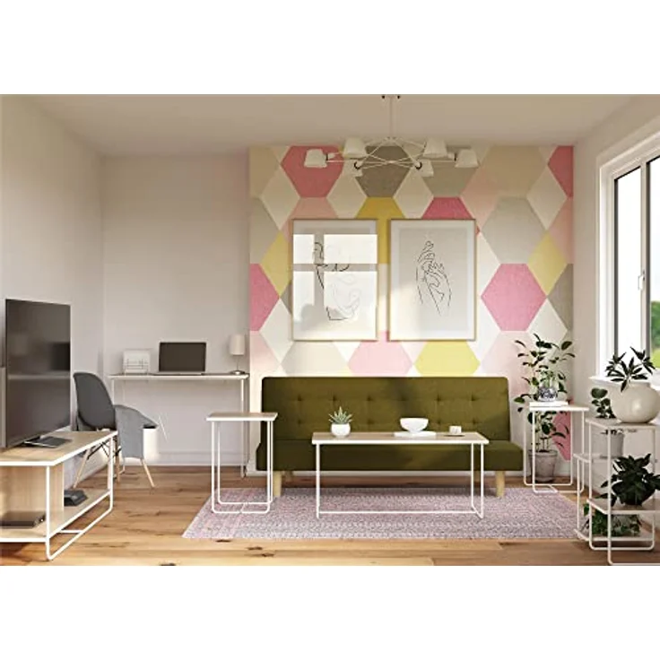 DHP Furniture Dante Computerschreibtisch aus Spanplatte, weißes Metallgestell (BxTxH) 99x49x75 cm – Bild 6