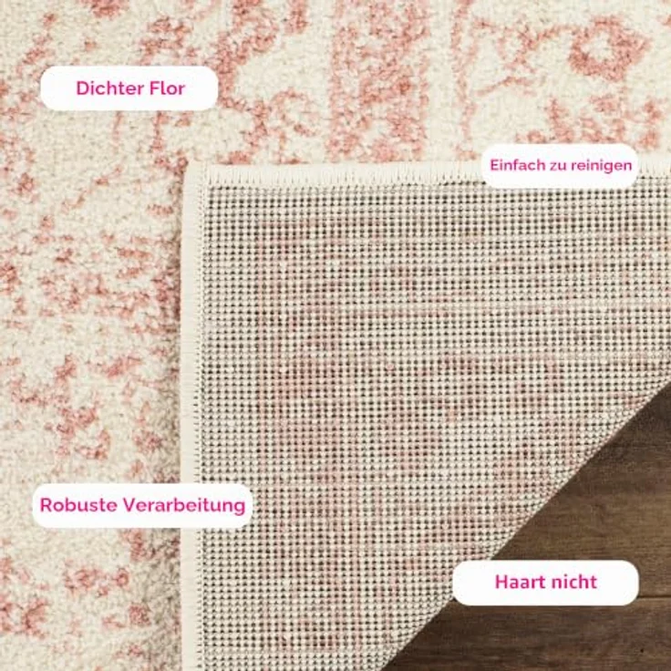 Safavieh Teppich 183x274 cm - Adirondack Collection - Transitional Design, Elfenbein & Rosa, Pflegeleichte Synthetikmischung, Ideal für Wohnzimmer, Schlafzimmer, Büro – Bild 6