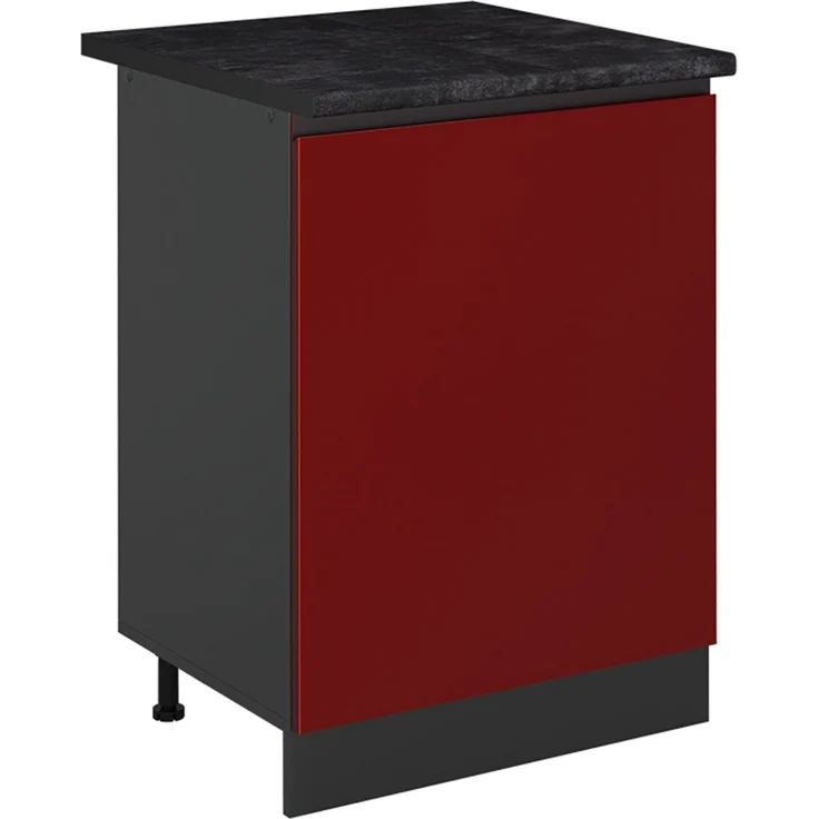 Küchenunterschrank R-Line Rot/Anthrazit 60 cm mit 1 Tür Arbeitsplatte Anthrazit Vicco – Bild 1