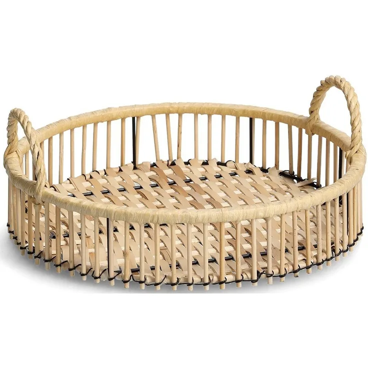 Zeller Present Tablett, Metall, Rattan, (1-tlg), Ø 32 cm